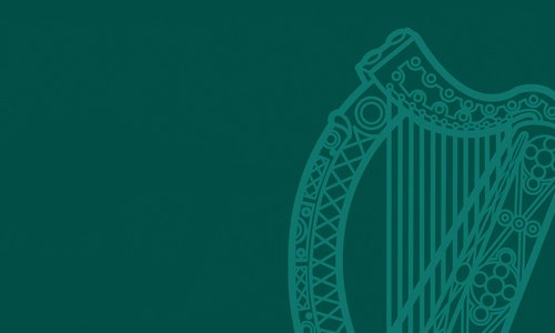 Government of Ireland harp on a green background